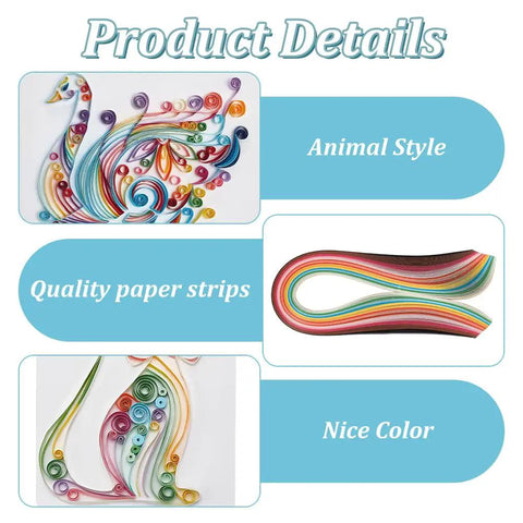 Beginner Friendly DIY Paper Quilling Kit With 36 Color Strips 20 Blank Cards Tools And Supplies For Creative Animal Card Making