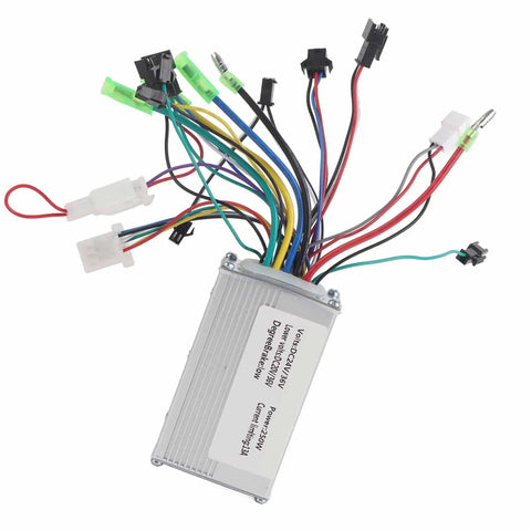 Brushless Motor Controller For Electric Bikes And Scooters Auto Detect 24V 36V 250W Speed Regulator Replacement Part shown with wires