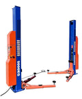 Heavy Duty Two Post Car Lift 11000 Lbs Hydraulic Auto Hoist Garage Shop Gear showing a 5000 kg capacity with orange and blue steel design.
