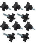 Ten Pack 5/16-18 Four-Arm Knobs With 1 Inch Threaded Studs For Tool Free Grab And Go Grip And Secure Positioning On Lawn Mowers