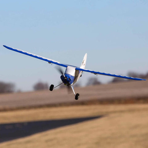 Sport Cub S 615mm RC Airplane Ready To Fly Kit With Battery And Charger All Included White And Blue Color RTF Trainer flying outdoors