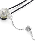 Close-up of Three Pack Zing Ear ZE109 Two Wire Ceiling Fan Pull Chain Light Switch Replacement, silver finish, with durable plastic shell.
