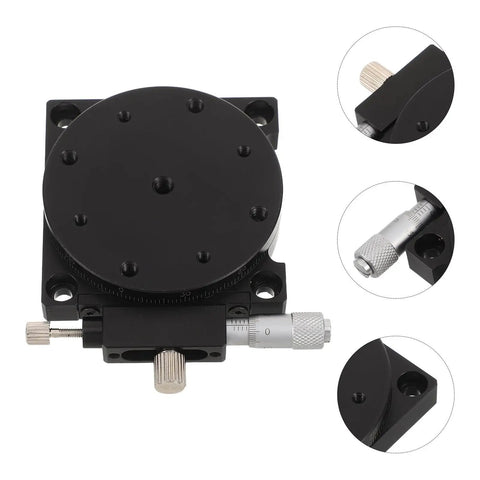 60Mm Manual Precision Rotation Stage Aluminum Platform R Shaft With Rock Solid Build Quality And Slick Adjustments For Spot On Optical Alignment Across Scientific Labs And Workshop Projects top view showing precision knobs
