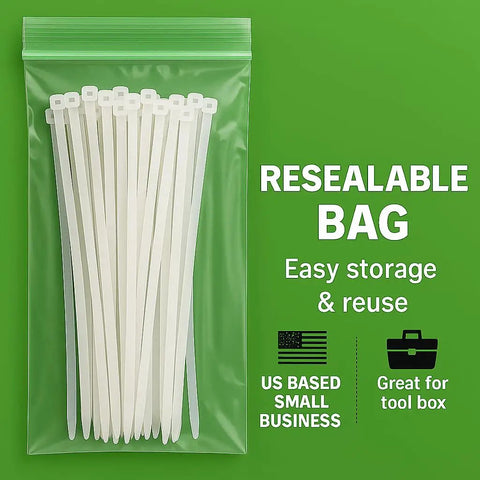 4 Inch Clear Zip Ties 18 Lb Tensile Strength UV Resistant Self Locking Nylon Cable Ties 100 Pack in resealable bag