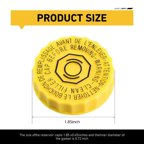 Yellow beefed up brake fluid cap replacement for master cylinder reservoir OEM 68211910AB 68303540AA, product size 1.85 inches