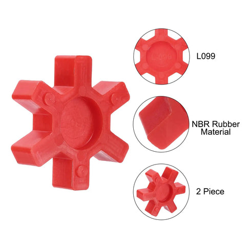 Two Pack L099 L100 Jaw Coupling Inserts In Red Urethane Flexible Solid Center For L Jaw Couplers 25 Mm Inner Diameter 63 Mm Outer Diameter Durable Vibration Dampening Spares For Smooth Quiet Motor Drive, red NBR rubber insert