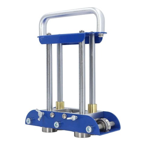 Lightweight 3 Station Sheet Metal Bender Roller For 0 To 90 Degree Bends with blue frame and steel rollers for metal roofing
