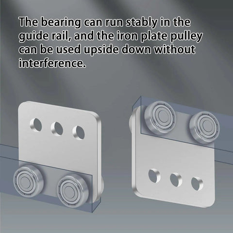 Beefed Up Heavy Duty Four Wheel Trolley Roller Assembly for One and Five Eighths Inch or Taller Strut Channel with Eye Loop