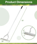 20 Inch Wide Lawn Dethatcher Rake With Long Handle, 19 Curved Tines, Adjustable, Lightweight Aluminum, Product Dimensions