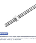 Close-up of 2 Pack M8 By 150Mm Fully Threaded Rods With 4 Hex Nuts 1.25Mm Pitch 304 Stainless Steel Heavy Duty Right Hand Threaded Rods