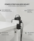 Carbon Steel Power Strip Mount Wall And Desk Bracket for Surge Protectors securing cables under a white desk