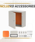 Beefy Steel Enclosure Box 16 X 12 X 8 Inches IP66 Waterproof Dustproof Electrical Junction Cabinet with accessories shown