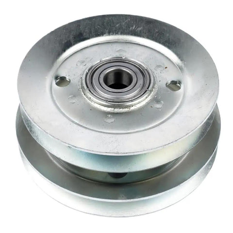 Premium Double Deck Drive Belt Tightener Pulley Fit For 48 Or 54 Inch Mower Decks Replacing AP01 AM133924 close-up of pulley