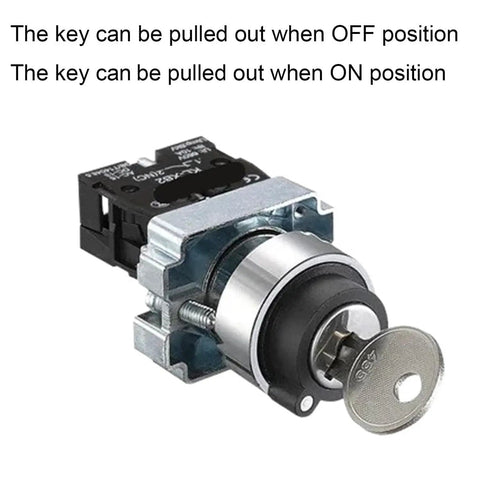 Two Position Maintained Key Switch 1NO Latching Rotary Panel Mount 10A 440V Beefy Built To Last 22mm Key Switch