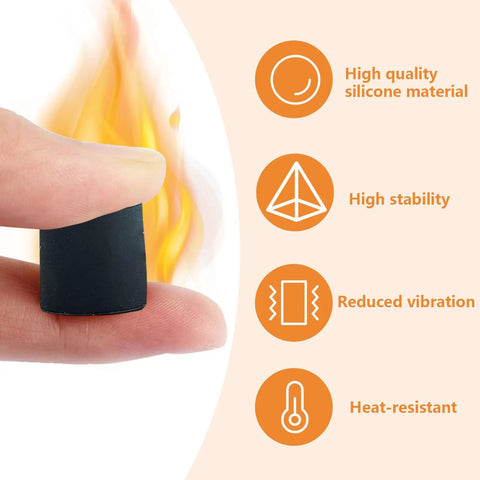 16 Pack 3D Printer Silicone Bed Leveling Mounts, Heat Resistant with stability and reduced vibration icons, held by fingers