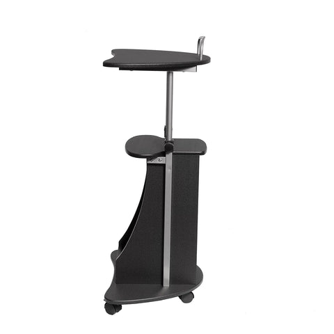 Sit To Stand Rolling Laptop Cart With Storage For Home Office Use, Adjustable Height From 28.25 Inches To 43 Inches, Graphite Finish