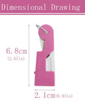 Dimensional drawing of Automatic Needle Threader Set For Sewing And Embroidery Tools, pink tool, 6.8cm tall, 2.1cm wide.