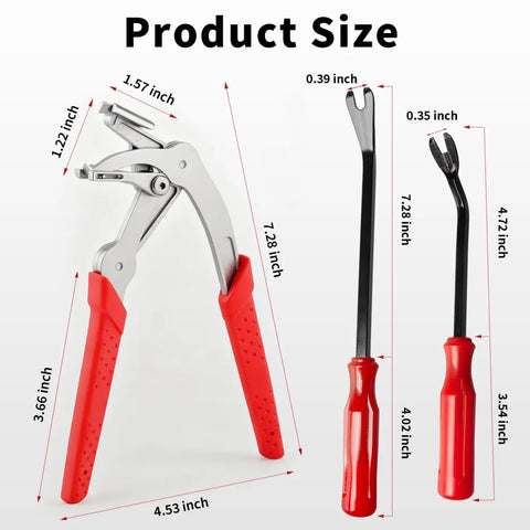 Garage Ready Car Clip Pliers That Knock Out Stubborn Auto Fasteners In Seconds Shop Grade Stainless Steel Panel Trim Extractor size guide with measurements.