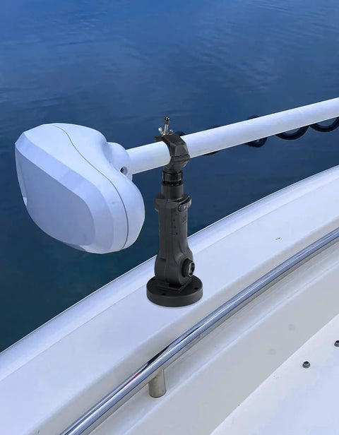 Game Changing Trolling Motor Stabilizer with 180 Degree Rotation on boat bow, adjustable mount, smooth water stability