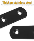 Stainless Steel Flat Bracket Set For Wood Handrails And Stair Rails, DIY Friendly Install, sleek black brace plates, close-up view