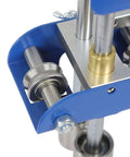 Close-up of Blue V-Shaped Edge Bead Roller Hand Sheet Metal Bender 0-90 Degree Flex Pro Grade Standing Seam Roofing Tool components