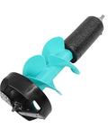 Cool 6 Inch Manual Ice Auger Drill With Floating Tube And Razor Sharp Nylon Bit For Easy Burrowing showing the auger's sharp nylon bit and floating tube.