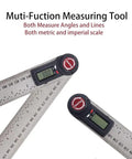 Seven Inch Stainless Steel Digital Angle Finder delivers killer precision within point three degrees for woodworking and construction.