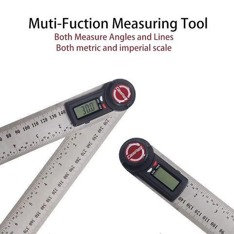 Seven Inch Stainless Steel Digital Angle Finder delivers killer precision within point three degrees for woodworking and construction.