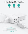 Slim 6 Inch Extension Cord With 3 Outlets And 900J Surge Protector 15 Amps 1875 Watts ETL Listed Grounded Plug