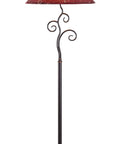 Richardson Floor Lamp With Bronze Finish In Casual Gothic Style, 61 In Tall, Red Bell Shade With Gold Stitch Accents