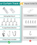 Ultra Quiet Ceiling Curtain Track Aluminum Rail White 6 To 9 Feet Heavy Duty With Sound Dampening Strips And Low Friction Pulleys For Smooth Drapery Operation ceiling/wall mount comparison