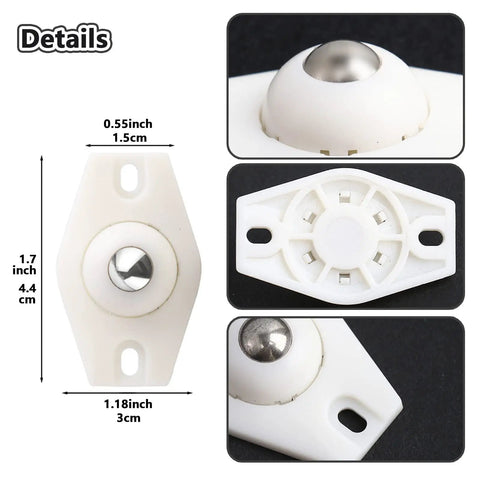Detailed close-up view of Self Adhesive Caster Wheels Set 16 Pcs For Kitchen Appliances Trash Cans Air Fryers And Small Furniture
