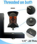 360 Degree Mini Copper Coated Survey Prism With L Bar Bracket Mount For Total Station, Quarter Inch Thread Compatible, Includes Both Male And Female Quarter Inch Threads, Easy Install With Strong Reinforced Mounting Bracket For Stable Readings, black L bracket