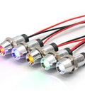 Tough As Nails 8mm Waterproof LED Metal Status Indicator Light Prewired For Wide Voltage 12 24V And 110 220V IP65 Rated All Weather Build For Industrial Equipment Automotive Dashboards And Outdoor Gear, five prewired metal LED indicators