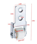 Close-up of 4 Pack Sliding Door Roller Wheels 0.6 Inch Track Guide showing zinc-plated mounting plate and nylon wheel.