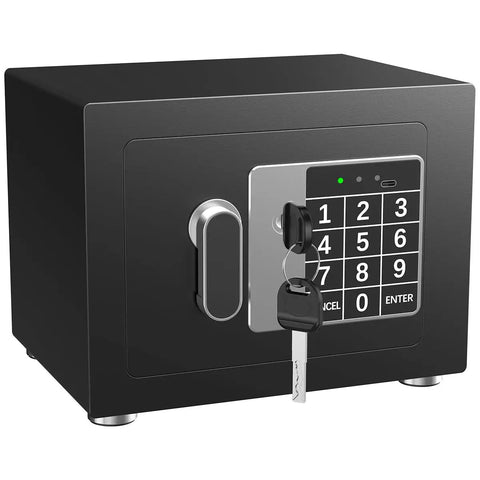Tiny Home Safe With Electronic Keypad Lock For Cash Jewelry Passport Hidden Safe For Closet Dorm Room Black Portable Safe For Everyday Valuables