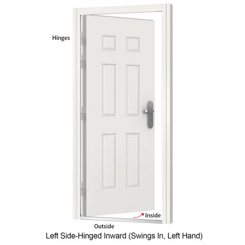 Six Panel White Steel Security Door With Frame And Hardware, Left Side Hinged Inward, Adjustable Width From 32 11/16 To 35 Inches, Height 81 11/16 Inches, Includes Durable Frame For Easy Install And Built To Last Indoor Or Outdoor Security