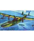 Illustration of 1/144 Kawanishi Type 97 Mavis H6K5/23 Flying Boat Model Kit, Classic WWII Aircraft Design, over ocean