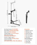 Heavy Duty Bike Repair Stand With 85 Lb Capacity and Adjustable Height, Folded and Unfolded Views, Aluminum Two Leg Structure