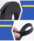 Heavy Duty Black Rubber Upholstery Tack Strip 11 Yard Roll 0.6 Inch Wide Furniture Edge Trim showing roll and detail of rubber material.
