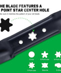 Close-up of 54 Inch Mower Blades Replacement for Cub Cadet 94205056A For Ultima ZT2 XT1 XT2 54 Inch Zero Turn Mower With 6 Star Center Hole