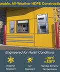 Heavy Duty Bollard Covers For Six Inch Poles With Kickass HDPE Build. Yellow HDPE construction around ATMs, weather resistant design.