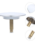 Copper Bathtub Drain Stopper with Rotary One Press Sealing, chrome finish, close-up view of stopper mechanism and installation detail.