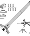 Push Bar With Lever Panic Exit Device For 28 To 36 Inch Doors, Heavy Duty Commercial Rim Exit Bar For Wood Or Metal Doors, 201 Stainless Steel With Stoving Varnish Finish, Fits Right Or Left Opening, Cuttable To 12 Inches, showing components
