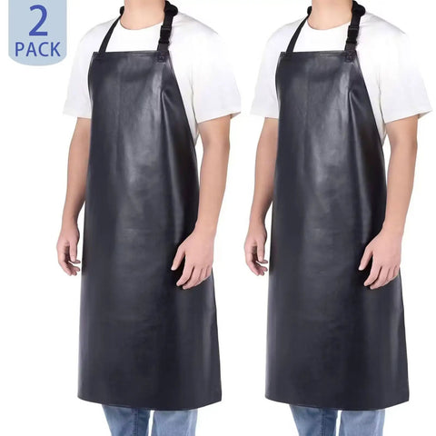 Two Pack Waterproof Rubber Aprons For Kitchen Pros And DIYers Heavy Duty Vinyl Butcher Aprons 39 Inch Length