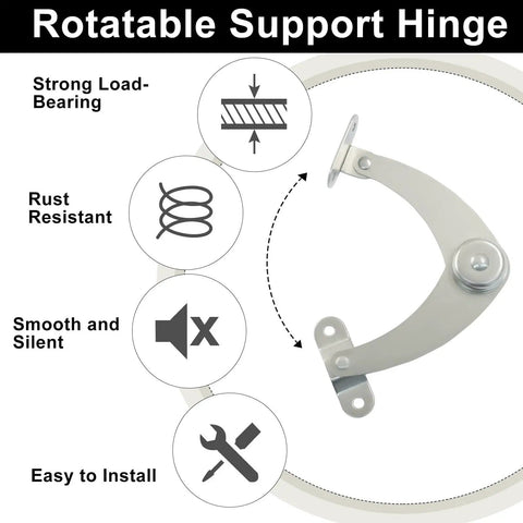 2 Pack Heavy Duty Lid Support Hinges 180 Degree Adjustable for Cabinets, Furniture and Gates in Stainless Steel Silver