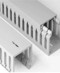 Close-up of Open Slot Cable Management Raceway Kit 50 Pcs Cuttable Wire Ducts showing detailed open slot design and PVC material