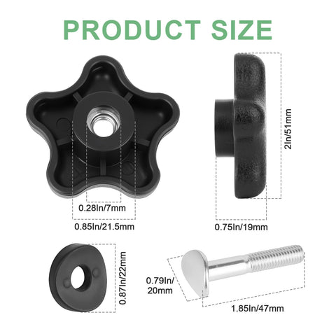 Two Pack Handle Knob Bolt Washer Kit Replacement For Toro 92 2260 sizes and components displayed over white background