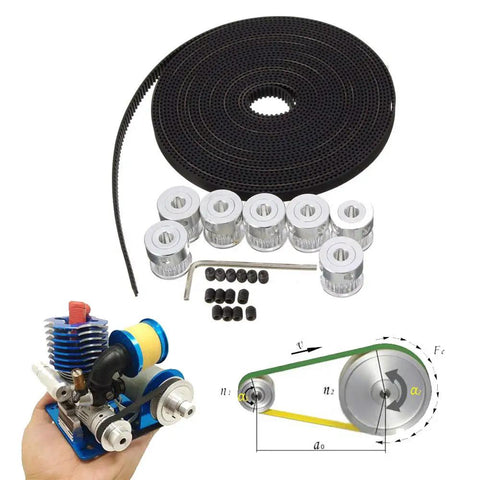 GT2 Timing Belt Pulley 20 Tooth 5mm Bore Pack Of 8 With 5 Meters Rubber Belt And Tensioner For 3D Printers Reprap Prusa MendelMax Laser Engraving Precision Positioning