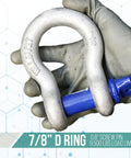 Heavy Duty Seven Eighths Inch Forged Anchor Shackle Built Tough For Towing And Rigging, Six And A Half Ton Working Load Capacity